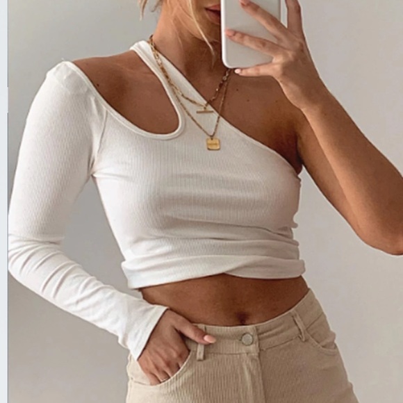 Princess Polly Tops - Alina Jay Princess Polly one shoulder ribbed top